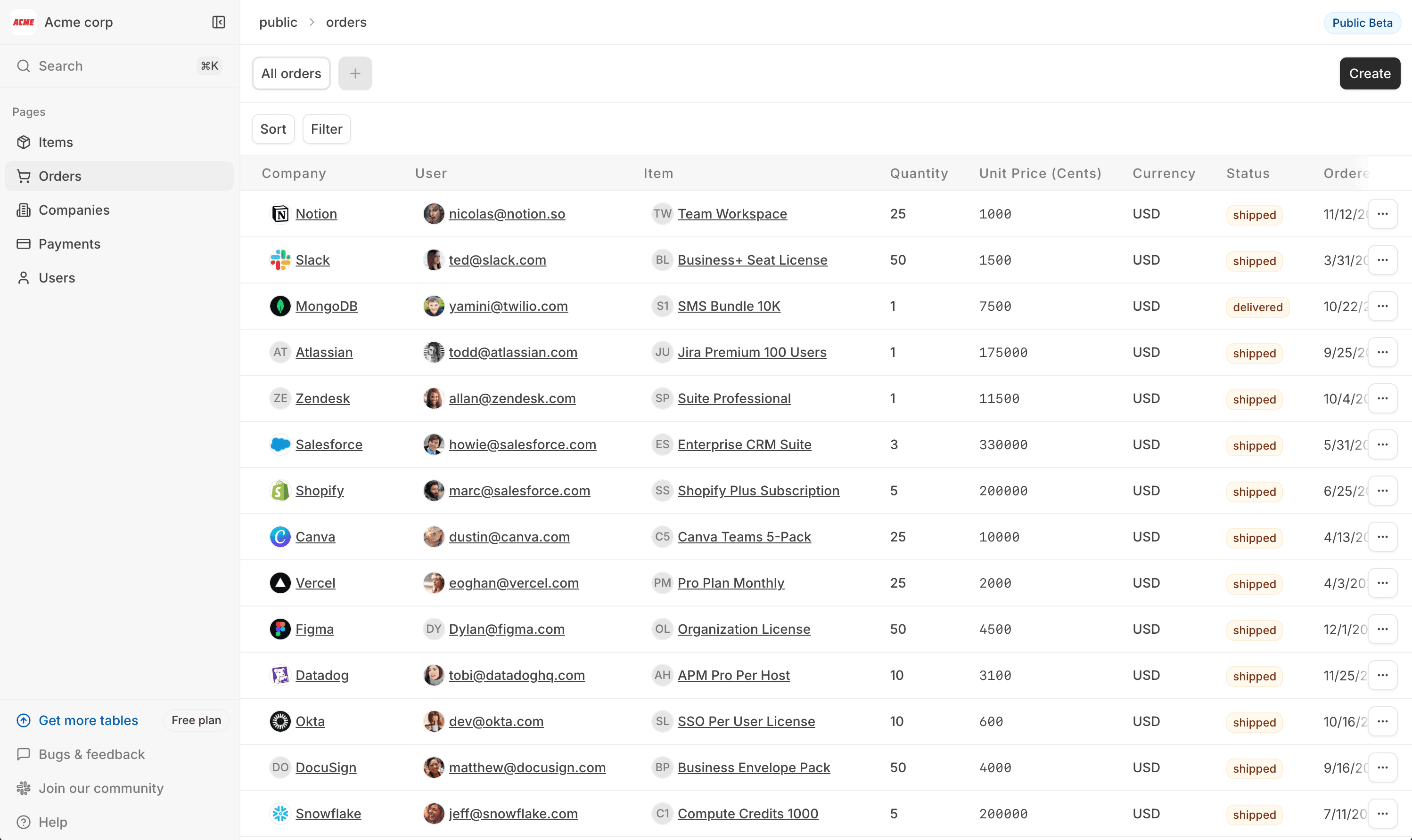 bricks.sh Postgres admin panel